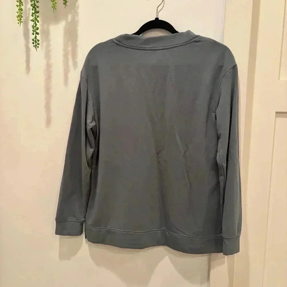 Orvis Womens Drop Shoulder V-neck Sweater Size Small Blue Grey Super Soft - Picture 5 of 7
